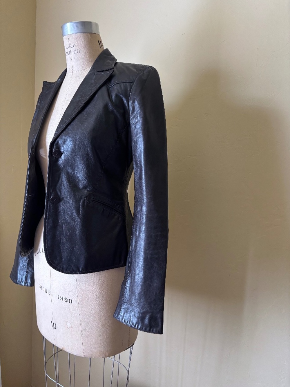 SHELLI SEGAL Dark Brown CALF LEATHER Western Style Cropped JACKET / BLAZER 4
